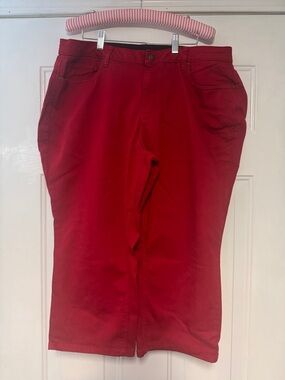 Catherines Red Knit Pants with Black Waistband